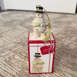 Lenox Festive Snowman Ornament - Cream and Green